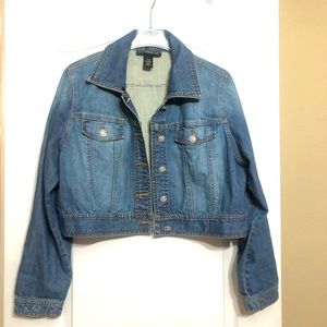 Venezia Cropped Denim Jacket Rhinestone Buttons